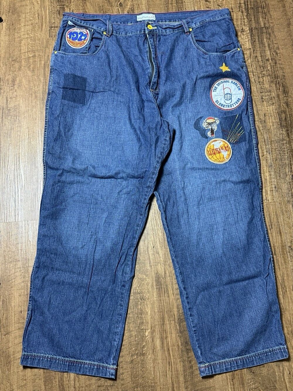 Vintage Platinum Fubu Harlem Globetrotters Limited Edition Mens Jeans Size 50x32